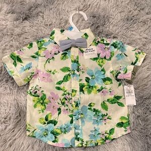 Old Navy Floral Button Down Shirt with Bow Tie